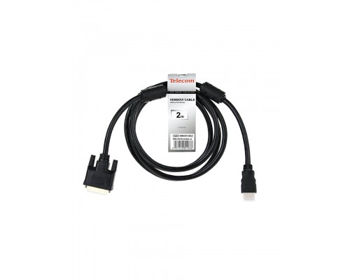 Кабель HDMI to DVI-D Dual Link (19M -25M) 2м, 2 фильтра, CU,Telecom  (CG481F-2M)