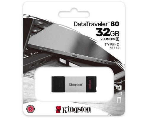 Накопитель USB Kingston 32 Gb USB 3.2 DataTraveler 80 USB Type-C