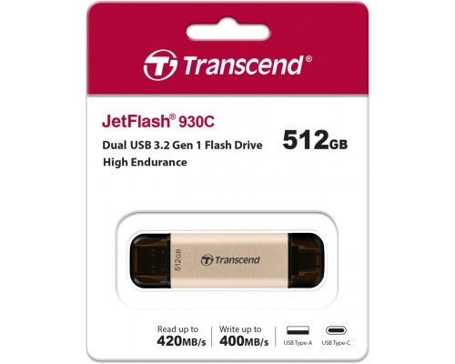 Накопитель USB Transcend 512GB JetFlash 930C USB 3.2 OTG Type C High Speed