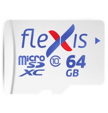 Карта памяти Flexis microSDXC 64GB class10 U1 R/W 92/40 MB/s with adapter, made in Russia                                                                                                                                                                 