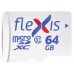Карта памяти Flexis microSDXC 64GB class10 U1 R/W 92/40 MB/s with adapter, made in Russia