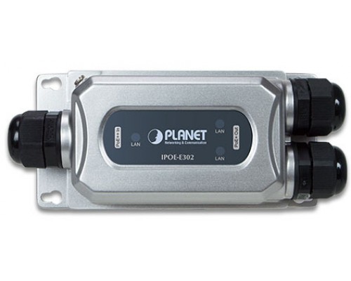 PoE-Инжектор PLANET IPOE-E302 IP67-rated Industrial 1-Port 802.3bt PoE++ to 2-Port 802.3at PoE+ Extender (-40~75 degrees C, IK10 impact protection), 3 x waterproof cable glands included