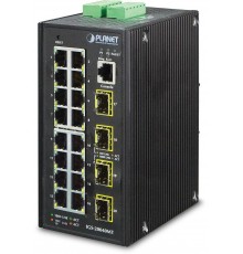 Коммутатор IP30 Industrial 16* 10/100/1000TP + 4* 100/1000F SFP Full Managed Ethernet Switch (-40 to 75 degree C, 2*DI, 2*DO), ERPS Ring, 1588                                                                                                            