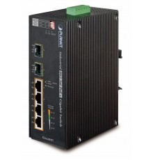 Коммутатор PLANET IP30 6-Port Gigabit Switch with 4-Port 802.3AT POE+ plus 2-port 100/1000X SFP (-40 to 75 C)                                                                                                                                             