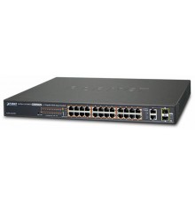 Коммутатор PLANET 24-Port 10/100TX 802.3at High Power POE +  2-Port Gigabit TP/SFP Combo Managed Ethernet Switch (220W)                                                                                                                                   