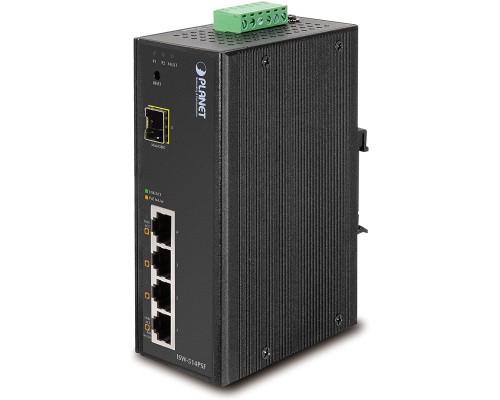 Коммутатор IP30 4-Port/TP+1-Port Fiber(SFP) Web/Smart POE Industrial Fast Ethernet Switch (-10 to 60 C)