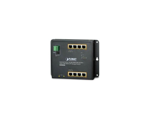 Коммутатор IP30, IPv6/IPv4, 8-Port 1000TP + 2-Port 100/1000F SFP Wall-mount Managed Ethernet Switch (-40 to 75 C), dual redundant power input on 12-48VDC / 24VAC terminal block and power jack, SNMPv3, 802.1Q VLAN, IGMP Snooping, SSL, SSH, ACL