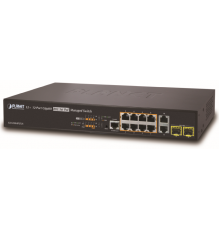 Коммутатор PLANET IPv4/IPv6 L2+/L4 Managed 8-Port 802.3at High Power PoE Gigabit Ethernet Switch + 2-Port 100/1000SFP + 2-Port 10/100/1000T RJ45 (240W)                                                                                                   