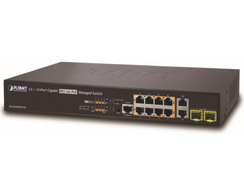 Коммутатор PLANET IPv4/IPv6 L2+/L4 Managed 8-Port 802.3at High Power PoE Gigabit Ethernet Switch + 2-Port 100/1000SFP + 2-Port 10/100/1000T RJ45 (240W)