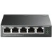 Коммутатор 5-port Gigabit unmanaged switch with 4 PoE + ports, metal case, desktop installation, PoE budget-40W