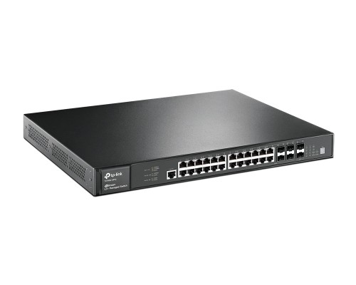 Коммутатор JetStream™ 28-port Pure-Gigabit L2+ Managed Switch, 24 10/100/1000Mbps RJ45 ports including 4 combo Gigabit SFP  slots, 2 integrated 10G SFP+ Slots, 2 optional 10G SFP+ Slots, L3, 1U 19-inch rack-mountable steel case