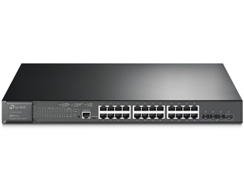 Коммутатор 24-port Gigabit Managed PoE switch with 4 10G SFP+ ports, support 802.3af/at PoE, 1 console port, 19-inch rack mount, support L2/L2+ features.