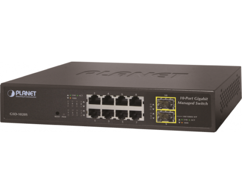 Коммутатор PLANET IPv6 Managed 8-Port 10/100/1000Mbps + 2-Port 100/1000X SFP Gigabit Ethernet Switch (Internal Power Supply)