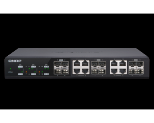 Коммутатор QNAP QSW-M1208-8C 10 Gbps managed switch with 12 SFP + ports, 8 of which are combined with RJ-45, throughput up to 240 Gbps, JumboFrame support.