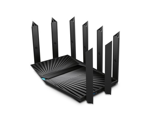 Маршрутизатор AX6600 tri-band wireless Gigabit router, 4804Mbps at 5G band1, 1201Mbps at 5G band2 and 574Mbps at 2.4G, 1*2.5G WAN/LAN port, 1*1G WAN/LAN port, 3*1G LAN ports, 1*USB 3.0 port, 1*USB 2.0 port, 8 antennas, support Homecare Pro, OneMesh,