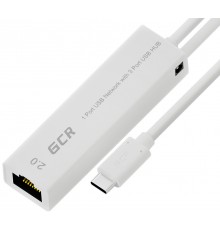 Сетевой адаптер Greenconnect USB 3.1 Type C -> Ethernet RJ-45 F Lan Card + USB 2.0-разветвитель на 3 порта, сетевой адаптер, белый, GCR-UC2CL02                                                                                                           