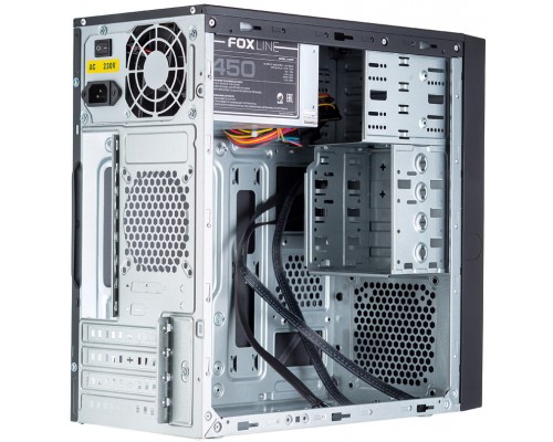 Корпус Case Foxline FL-733, mATX, 2x5.25EXT, 2x3.5EXT, 5x3.5INT, 2xUSB2.0, HDA, w/o FAN, w/450W ATX PSU, w/1.2m EU pwr cord