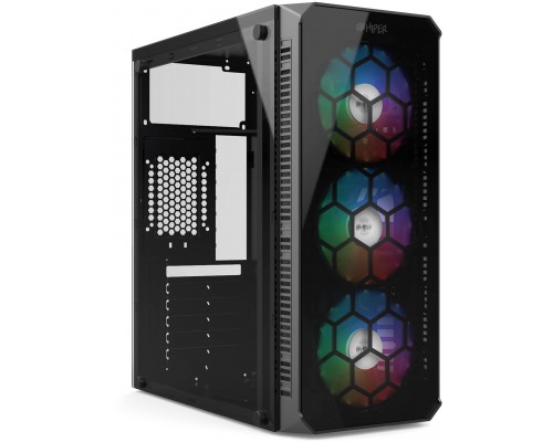 Корпус CASE HIPER HG-C103RGB EREBOS (ATX, SPCC0.5, USB 3.0+USB2.0, Front 3x120mm RGB Fan, Black)