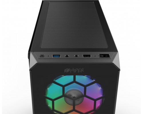 Корпус CASE HIPER HG-C103RGB EREBOS (ATX, SPCC0.5, USB 3.0+USB2.0, Front 3x120mm RGB Fan, Black)