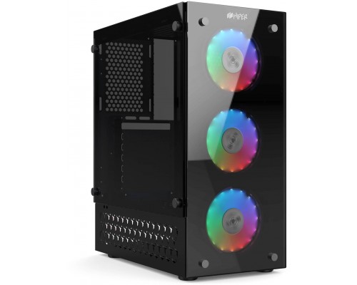 Корпус CASE HIPER HG-C104RGB ORCUS (ATX, SPCC0.5, USB 3.0+USB2.0, Front 3x120mm RGB Fan, Black)