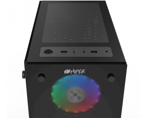 Корпус CASE HIPER HG-C104RGB ORCUS (ATX, SPCC0.5, USB 3.0+USB2.0, Front 3x120mm RGB Fan, Black)