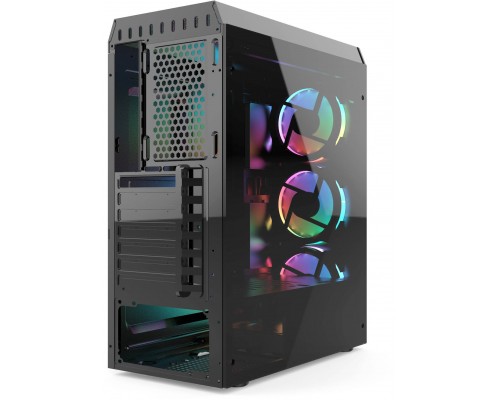 Корпус CASE HIPER HG-C106RGB COEUS (ATX, SPCC0.5, USB 3.0+USB2.0, Front 3x120mm RGB Fan, Black)