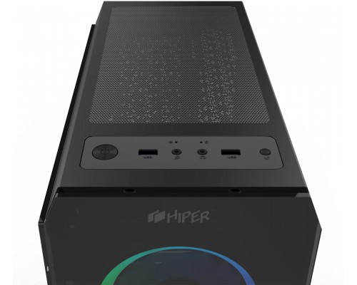 Корпус CASE HIPER HG-C106RGB COEUS (ATX, SPCC0.5, USB 3.0+USB2.0, Front 3x120mm RGB Fan, Black)