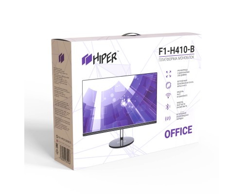 Платформа AIO HIPER Office HO-F1-H410-B, 23.8''display IPS (1920x1080), m/b INTEL H410, no CPU, no RAM(DDR4 SO-DIMM 2400 МГц), no HDD, 1*HDMI, 1*DP, 3*USB3.0, 1*USB3.0 type C, 2*USB2.0, 1*RJ45 Gigabit LAN, AUDIO IN/OUT, Pop-up webcam 2.0M + Mic, WiFi