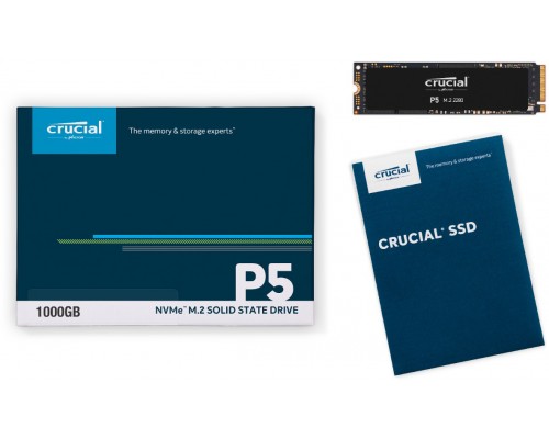 Накопитель M.2 SSD Crucial P5 SSD 1000GB, M.2 (2280), PCIe Gen 3.0, NVMe, R3400/W3000, 600 TBW