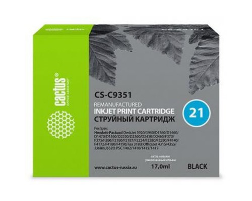 Картридж BLACK NO.21 17ML CS-C9351 CACTUS