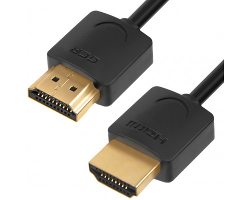 Кабель Greenconnect  SLIM 2.0m HDMI 2.0, черный Slim, OD3.8mm, HDR 4:2:2, Ultra HD, 4K 60 fps 60Hz, 3D, AUDIO, 18.0 Гбит/с, 32/32 AWG, GCR-51596