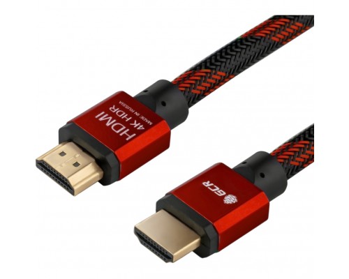 Кабель Greenconnect  2.0m HDMI версия 2.0, HDR 4:2:2, Ultra HD, 4K 60 fps 60Hz/5K*30Hz, 3D, AUDIO, 18.0 Гбит/с, 28/28 AWG, OD7.3mm, тройной экран, BICOLOR нейлон, AL корпус красный, GCR-51490