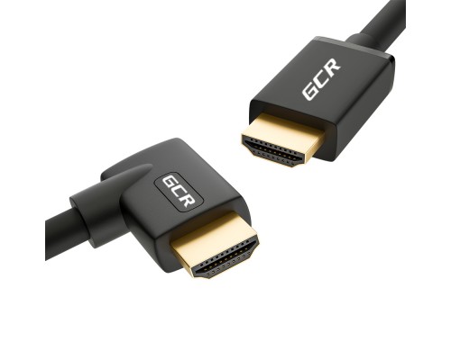 Кабель Greenconnect  2.0m HDMI 2.0, M/M правый угол, черный, HDR 4:2:2, Ultra HD, 4K 60 fps 60Hz/5K*30Hz, 3D, AUDIO, 18.0 Гбит/с, 28/28 AWG, GCR-52322