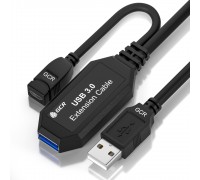 Удлинитель активный GCR  5.0m USB 3.0, AM/AF, черный, с усилителем сигнала, доп.питание micro, GCR-51927                                                                                                                                                  