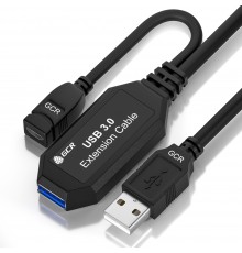 Удлинитель активный GCR  5.0m USB 3.0, AM/AF, черный, с усилителем сигнала, доп.питание micro, GCR-51927                                                                                                                                                  