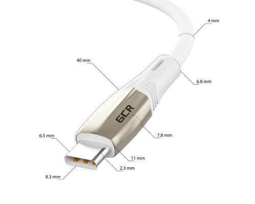 Кабель Greenconnect  0.5m TypeC/TypeC POWER DELIVERY 18 W, быстрая зарядка, белый TPE, корпус relief, белый ПВХ, 28/22 AWG, GCR-52512