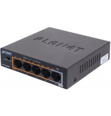 Коммутатор PLANET 4-Port 10/100Mbps 802.3af/at POE + 1-Port 10/100MBPS Desktop Switch (60W POE Budget, External Power Supply)                                                                                                                             