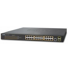 Коммутатор PLANET IPv4, 24-Port Managed 802.3at POE+ Gigabit Ethernet Switch + 2-Port 100/1000X SFP (300W)                                                                                                                                                