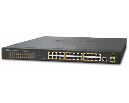Коммутатор PLANET IPv4, 24-Port Managed 802.3at POE+ Gigabit Ethernet Switch + 2-Port 100/1000X SFP (300W)