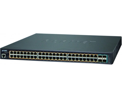 Коммутатор PLANET L2+/L4 48-Port 10/100/1000T 802.3at PoE + 4-Port 10G SFP+ Managed Switch, with Hardware Layer3 IPv4/IPv6 Static Routing (400W PoE Budget, ONVIF)