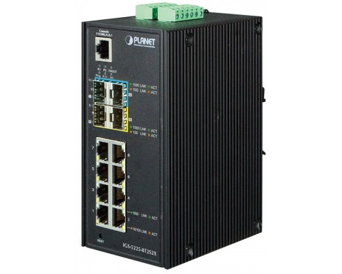 Коммутатор PLANET IP30 Industrial L2+/L4 8-Port 1000T + 2-port 100/1000X SFP + 2-port 10G SFP+ Full Managed Switch (-40 to 75 C, dual redundant power input on 12~48VDC terminal block, DIDO)