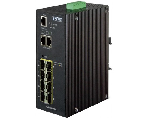 Коммутатор IP30 Industrial 8* 100/1000F SFP + 2*10/100/1000T Full Managed Ethernet Switch (-40 to 75 degree C), 1588