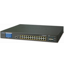 Коммутатор PLANET L2+/L4 24-Port 10/100/1000T 75W Ultra PoE + 4-Port 10G SFP+ Managed Switch with Color LCD Touch Screen, Hardware Layer3 IPv4/IPv6 Static Routing,  W/ 48V Redundant Power (400W PoE Budget, ONVIF)                                      