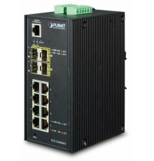 Коммутатор IP30 Industrial 8* 1000TP + 4* 100/1000F SFP Full Managed Ethernet Switch (-40 to 75 degree C, 2*DI, 2*DO, 12V-72VDC IN), ERPS Ring, 1588                                                                                                      