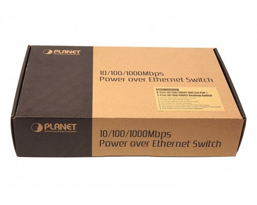 Коммутатор PLANET 8-Port 10/100/1000T 802.3at PoE + 2-Port 10/100/1000T Desktop Switch with LCD PoE Monitor (120W PoE Budget, Standard/VLAN/Extend mode)