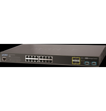 Коммутатор PLANET L2+/L4 16-Port 10/100/1000T + 4-port 100/1000X SFP + 2-Port 10G SFP+ Managed Switch, with Hardware Layer3 IPv4/IPv6 Static Routing                                                                                                      