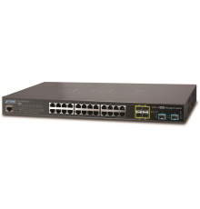 Коммутатор PLANET L2+/L4 20-Port 10/100/1000T + 4-port Gigabit TP/SFP combo + 4-Port 10G SFP+ Managed Switch, with Hardware Layer3 IPv46/IPv6 Static Routing, , W/ 48V Redundant Power                                                                    