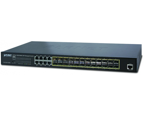 Коммутатор PLANET L2+/L4 24-Port 100/1000X SFP with 8 Shared TP Managed Switches, with Hardware Layer3 IPv4/IPv6 Static Routing