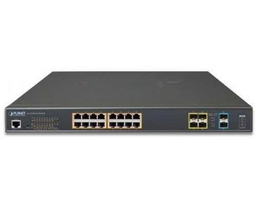 Коммутатор PLANET L2+/L4 16-Port 10/100/1000T 75W Ultra PoE + 4-Port 100/1000X SFP + 2-Port 10G SFP+ Managed Switch, with Hardware Layer3 IPv4/IPv6 Static Routing (400W PoE Budget)