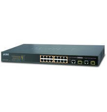 Коммутатор PLANET 16-Port 10/100TX 802.3at High Power POE +  2-Port Gigabit TP/SFP Combo Managed Ethernet Switch (220W)                                                                                                                                   